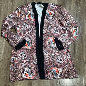 Love Nation Swirl Pattern Blazer in Black and Red